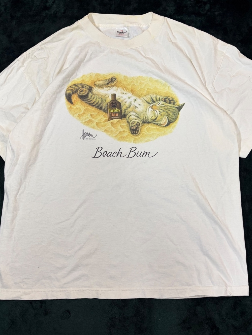 Vintage Murina Bob Harrison Beach Bum Cat Graphic Tee XXL